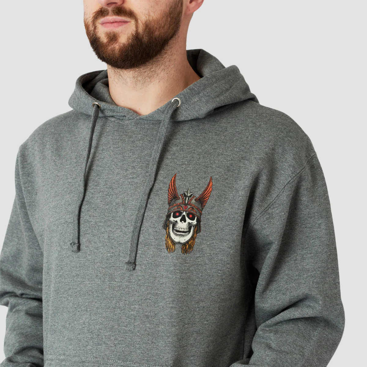 Powell Peralta Andy Anderson Skull Pullover Hoodie Gunmetal Heather - Image 2