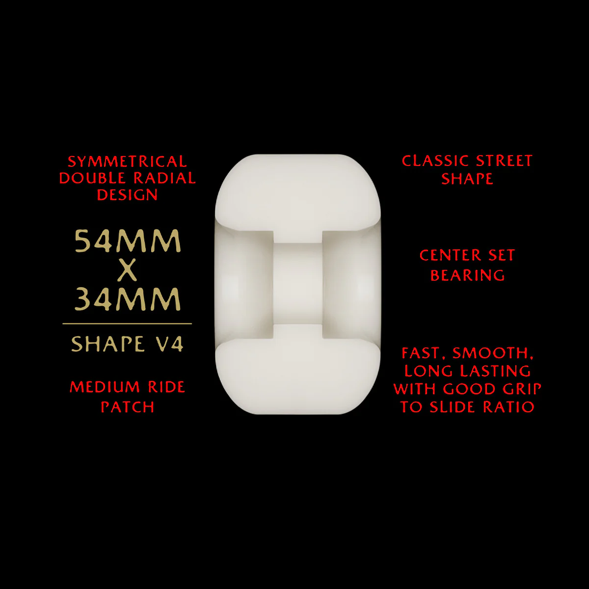 Powell Peralta Dragon Formula 93A V4 Skateboard Wheels Off White/Red 54x34mm - Image 2
