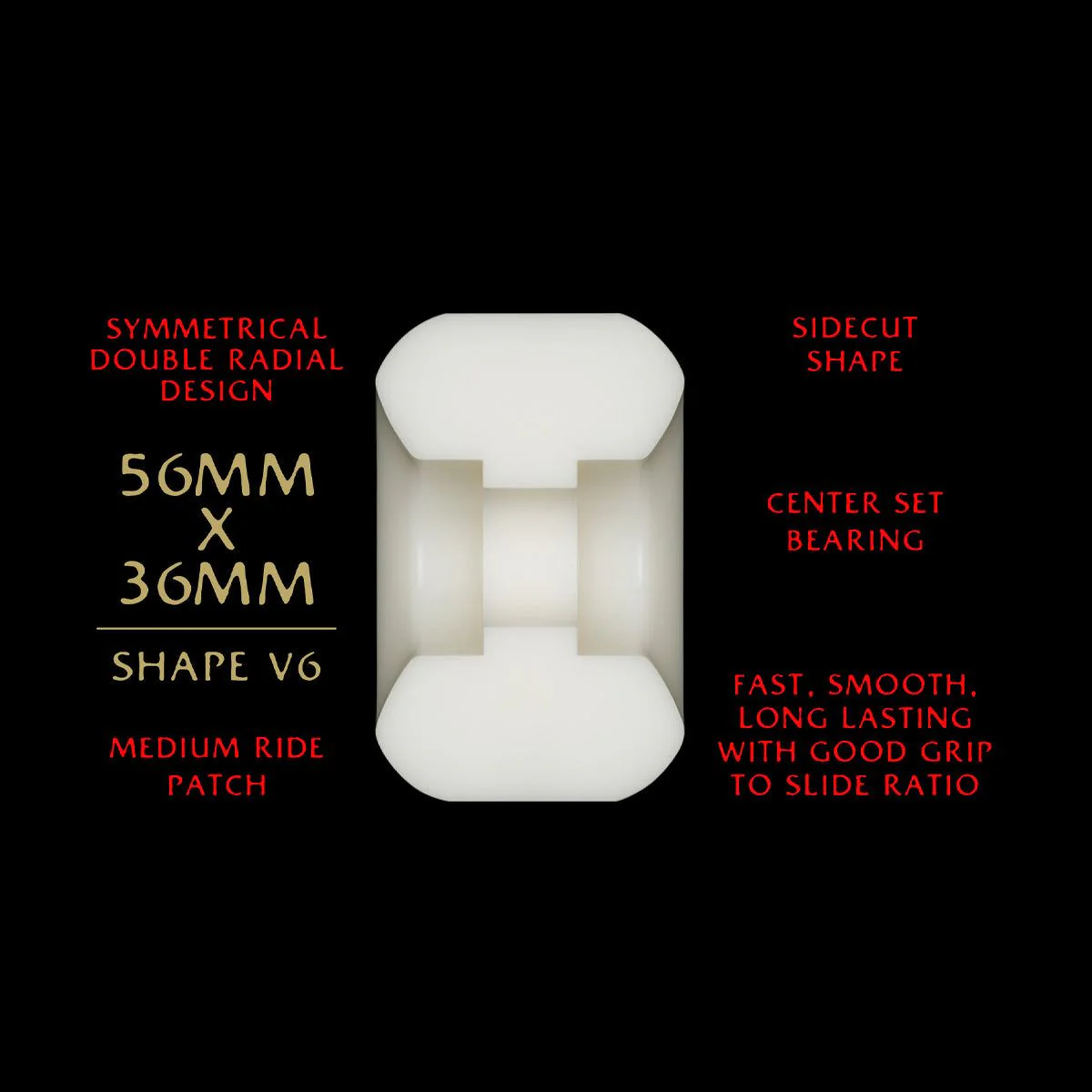 Powell Peralta Dragon Formula 93A V6 Skateboard Wheels Off White/Red 56x36mm - Image 2