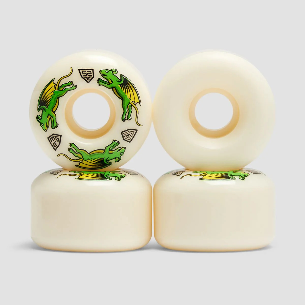 Powell Peralta Dragon Formula Nano Rats 93A V4 Skateboard Wheels White 52x 34mm