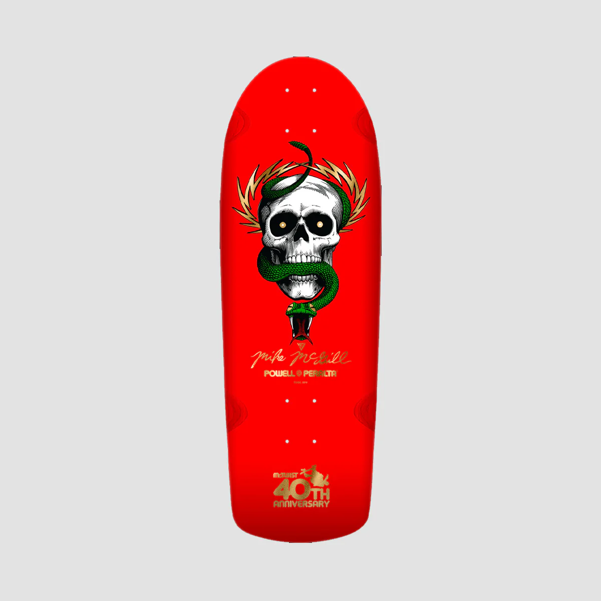 Powell Peralta O.G. McGill Skull & Snake 16 McTwist 40th 160 Skateboard Deck Red/Gold Foil - 10"