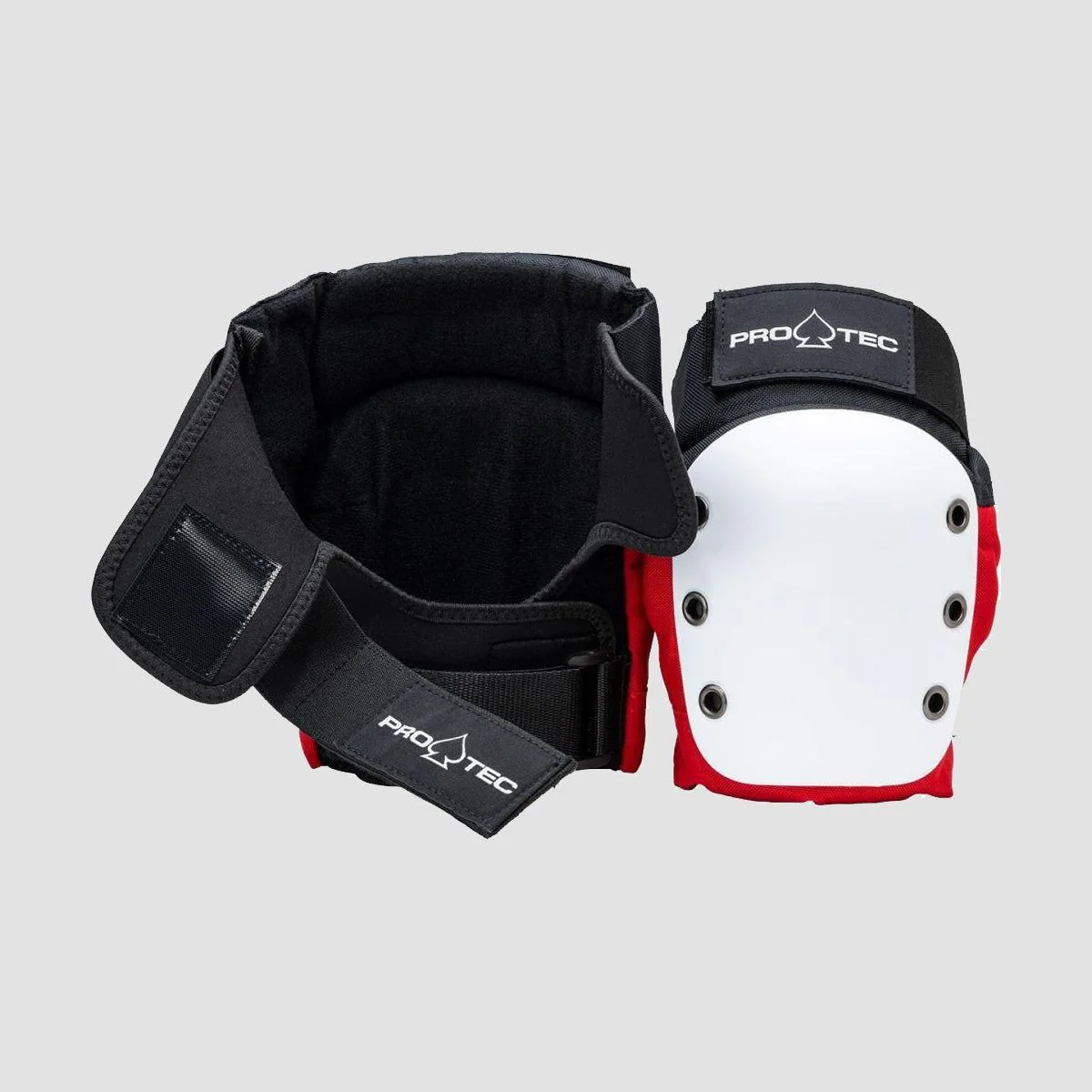 Protec Street Open Back Knee Pads Red/White/Black - Image 2