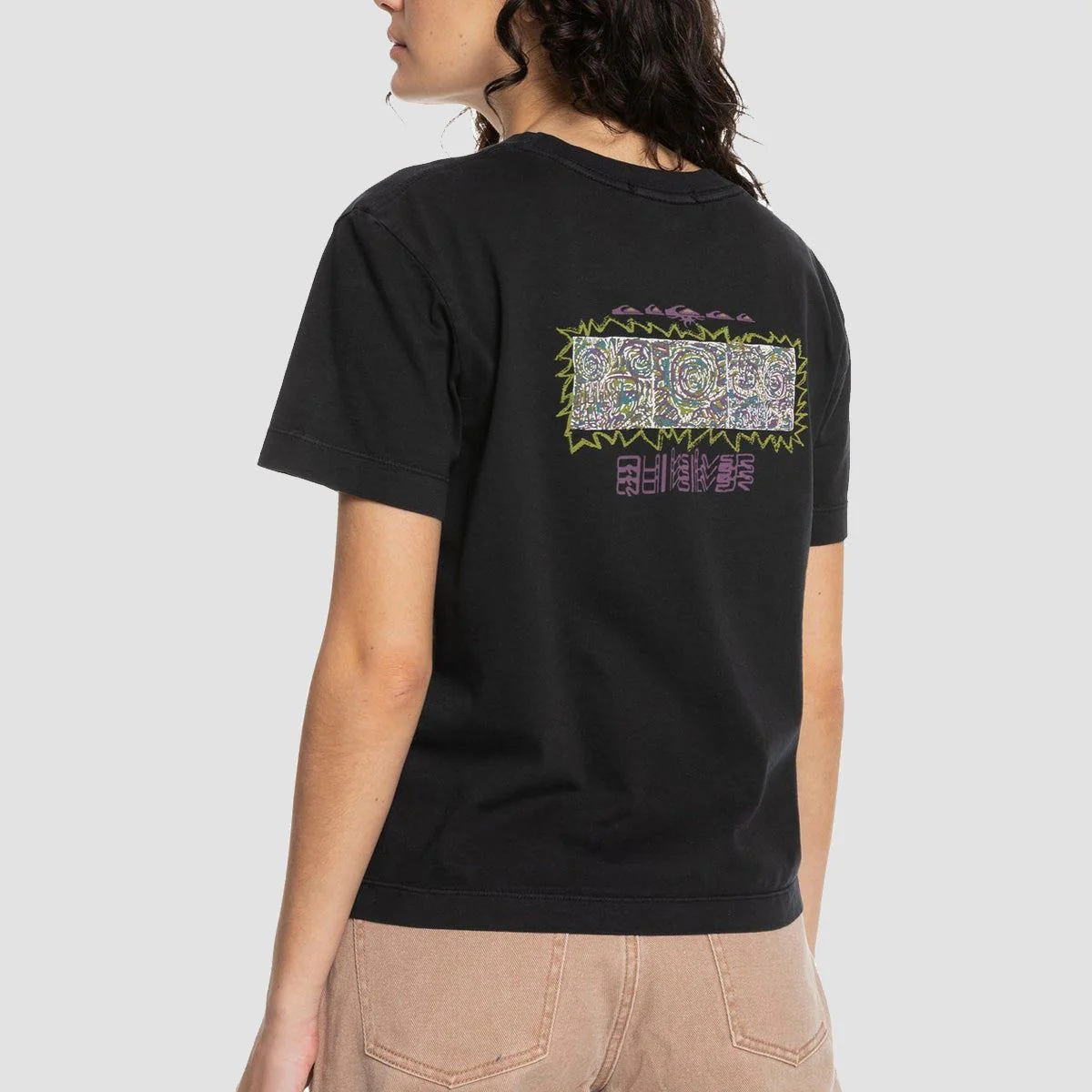 Quiksilver Painted Love Crop Organic T-Shirt Black - Womens - Image 2