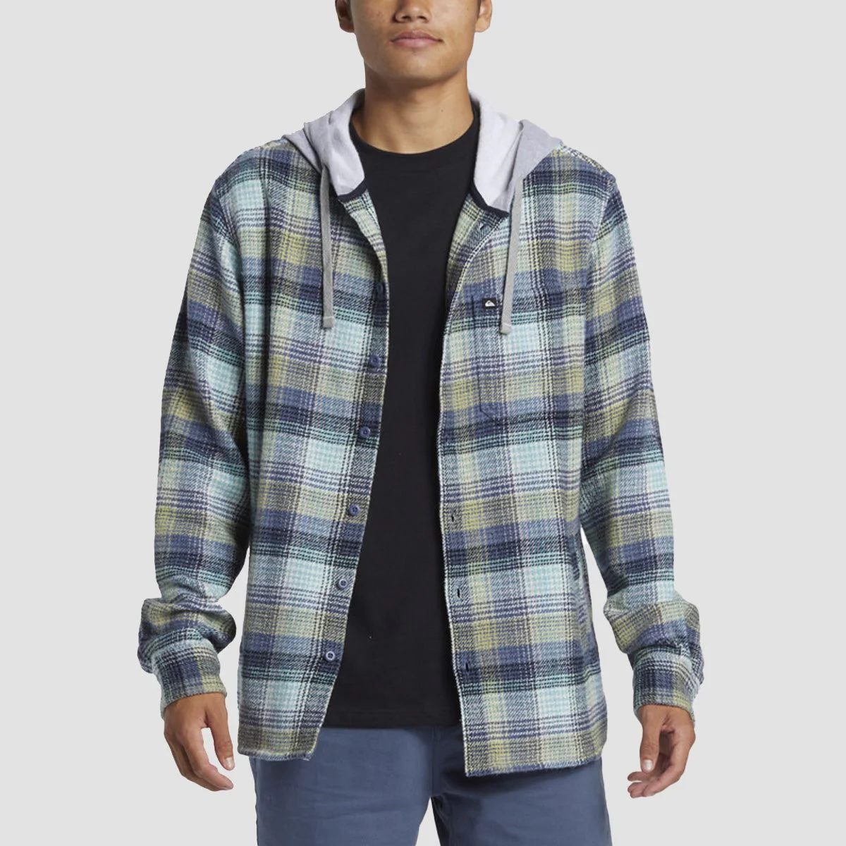 Quiksilver Sandbar Hooded Flannel Shirt Vintage Blue - Image 2
