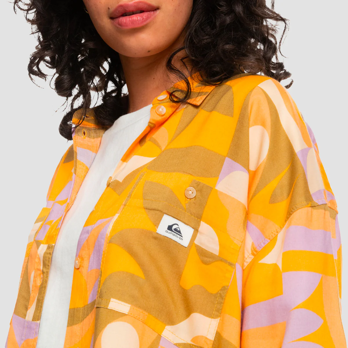 Quiksilver Seventies Soul Short Sleeve Shirt Saffron Geo Paradiso - Womens - Image 3