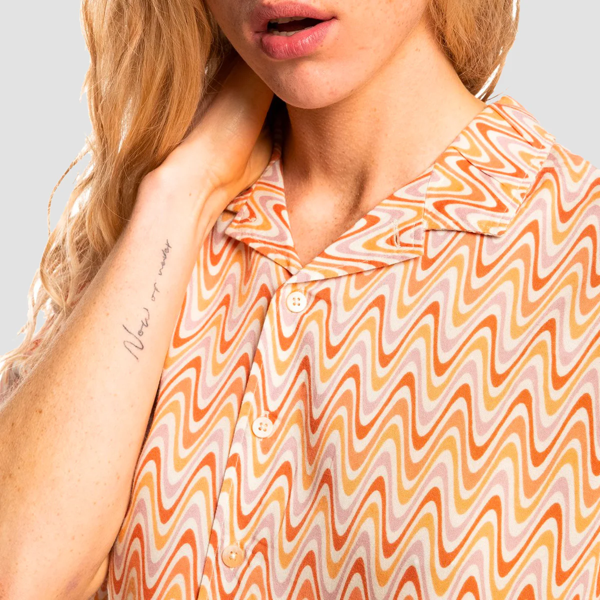 Quiksilver Sunny Ride Short Sleeve Shirt Cosmic Ripples Bleached Mauve - Womens - Image 3