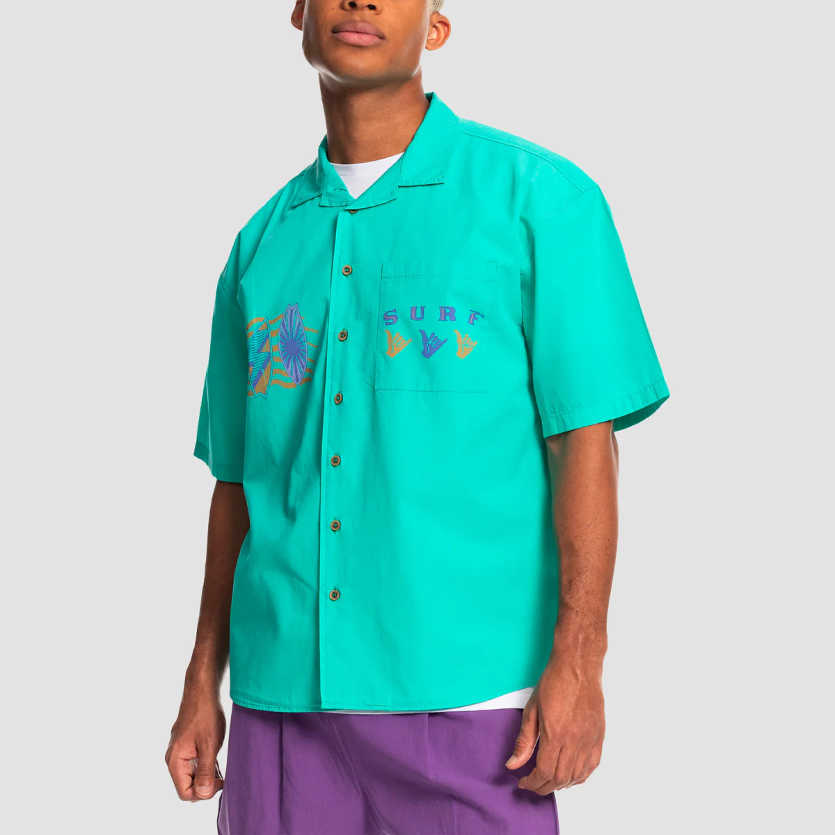 Quiksilver x Stranger Things The Mike Short Sleeve Shirt Pool Green - Image 2