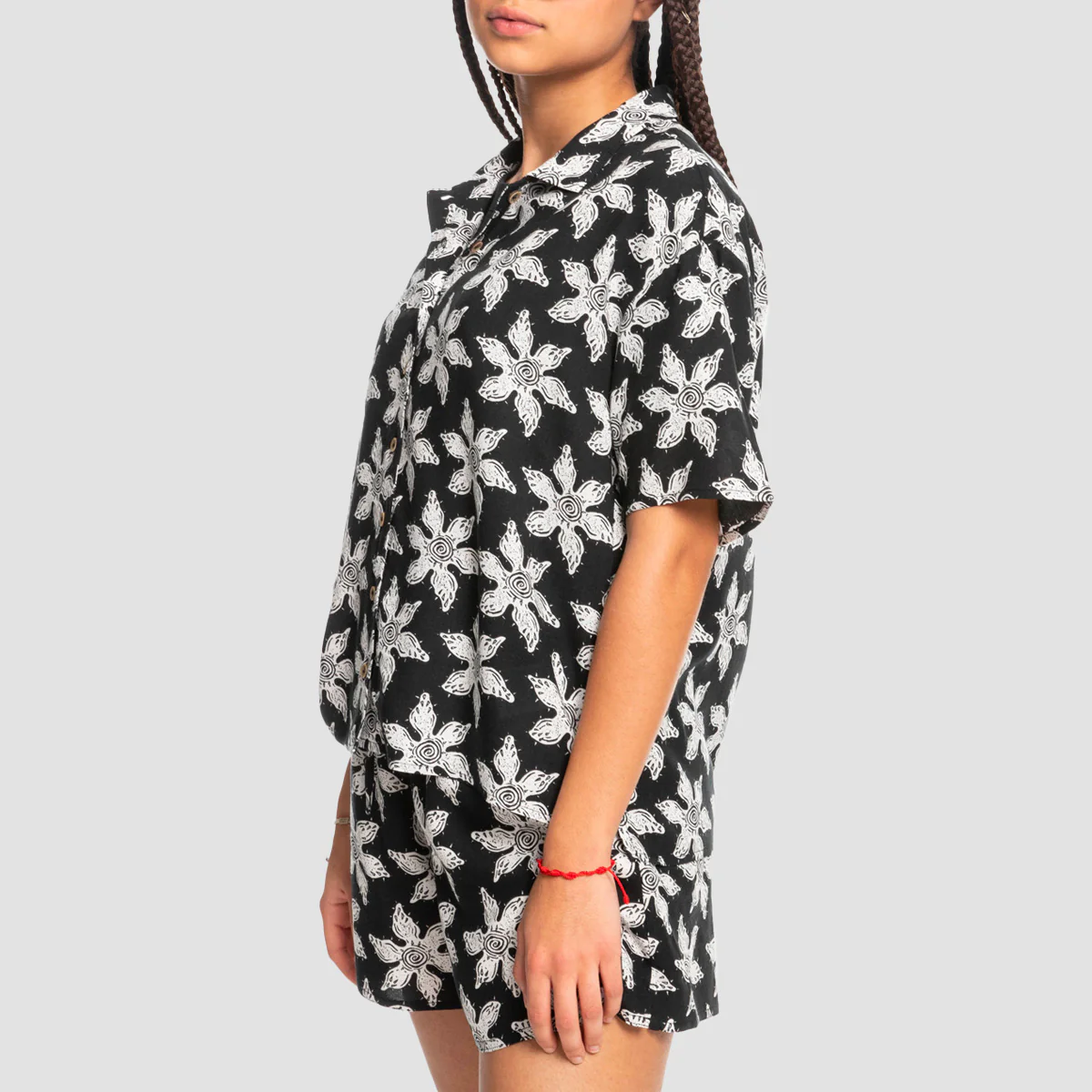 Quiksilver x Stranger Things Upside Down Short Sleeve Shirt Monster Flower Black - Womens - Image 2