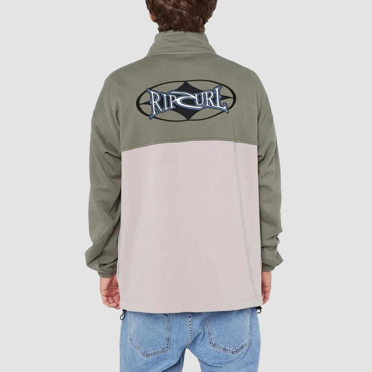 Rip Curl Heritage Oval 1/4 Zip Crew Sweatshirt Cactus Green - Image 2