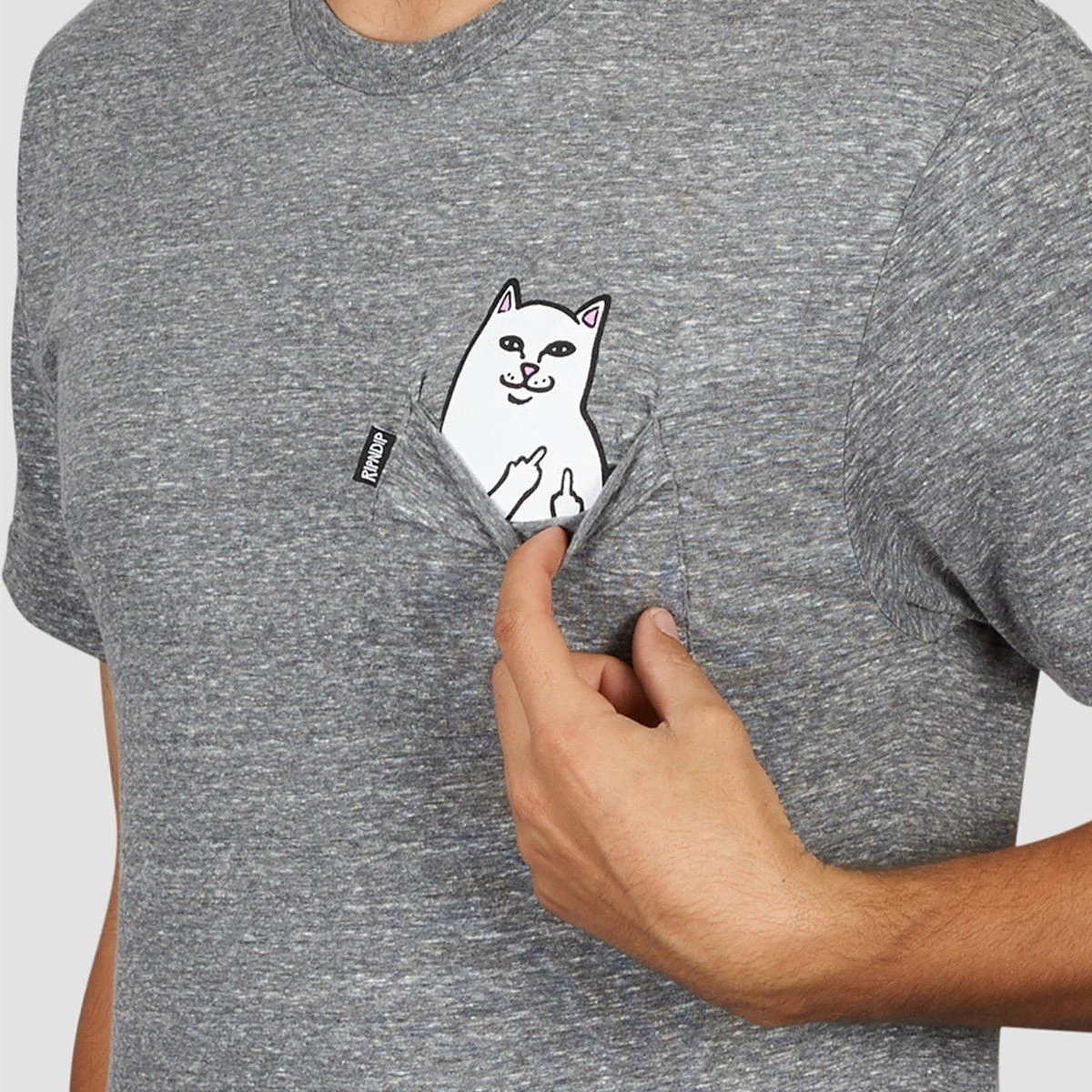 Ripndip Lord Nermal Pocket T-Shirt Heather Grey - Image 2
