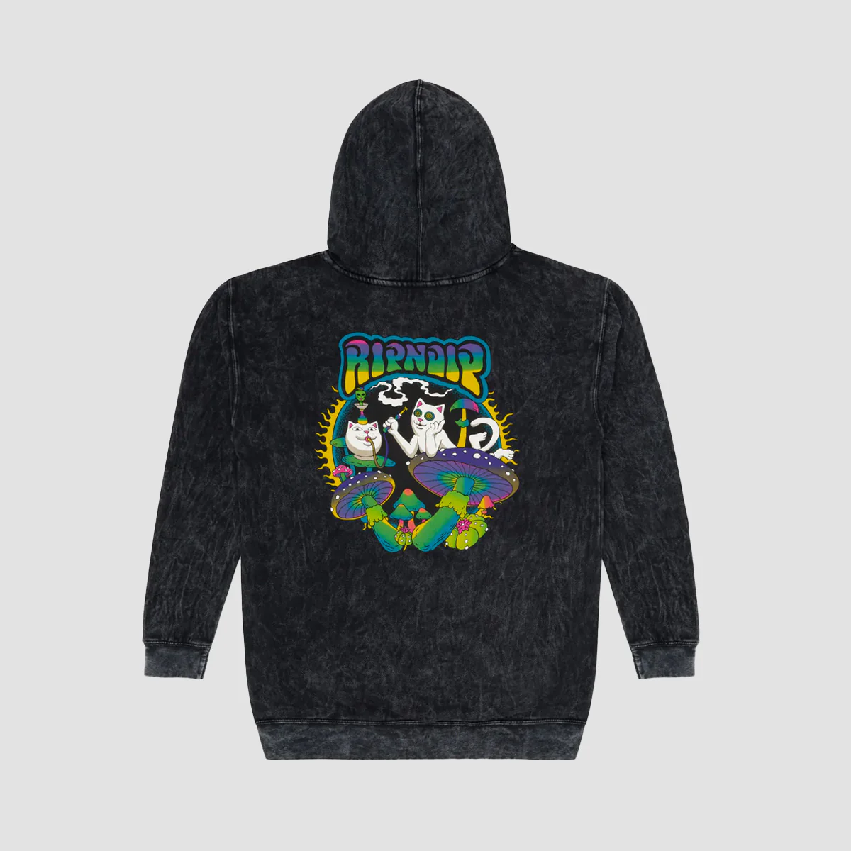 Ripndip Psychedelic Garden Pullover Hoodie Black Mineral Wash - Image 2