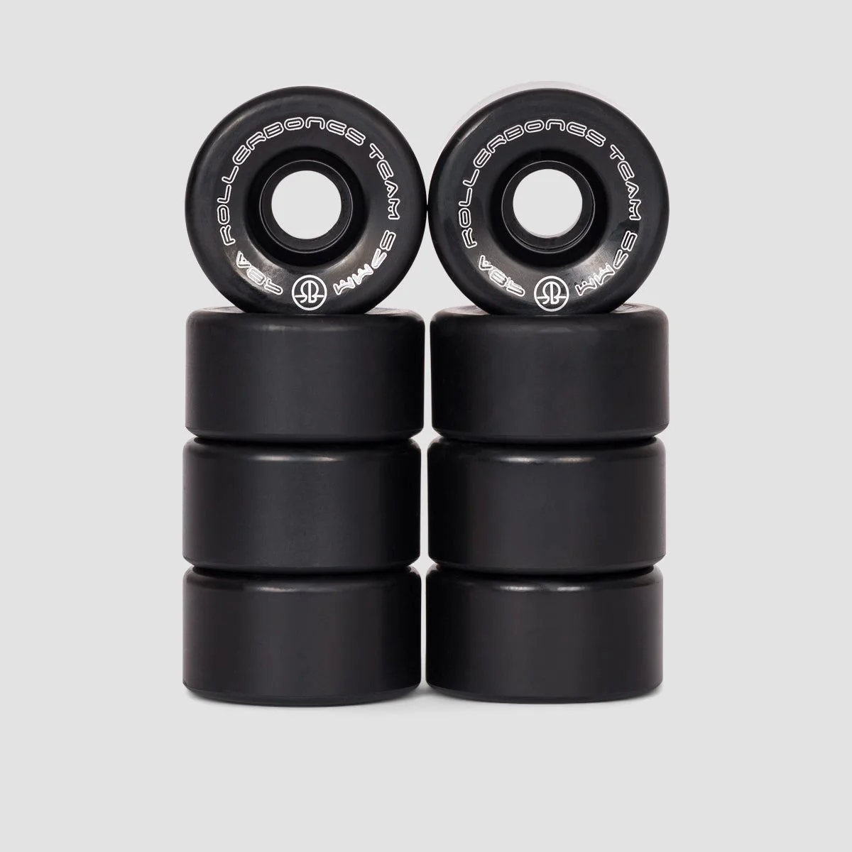 Rollerbones Team Logo 98a Quad Wheels x8 Black 57mm