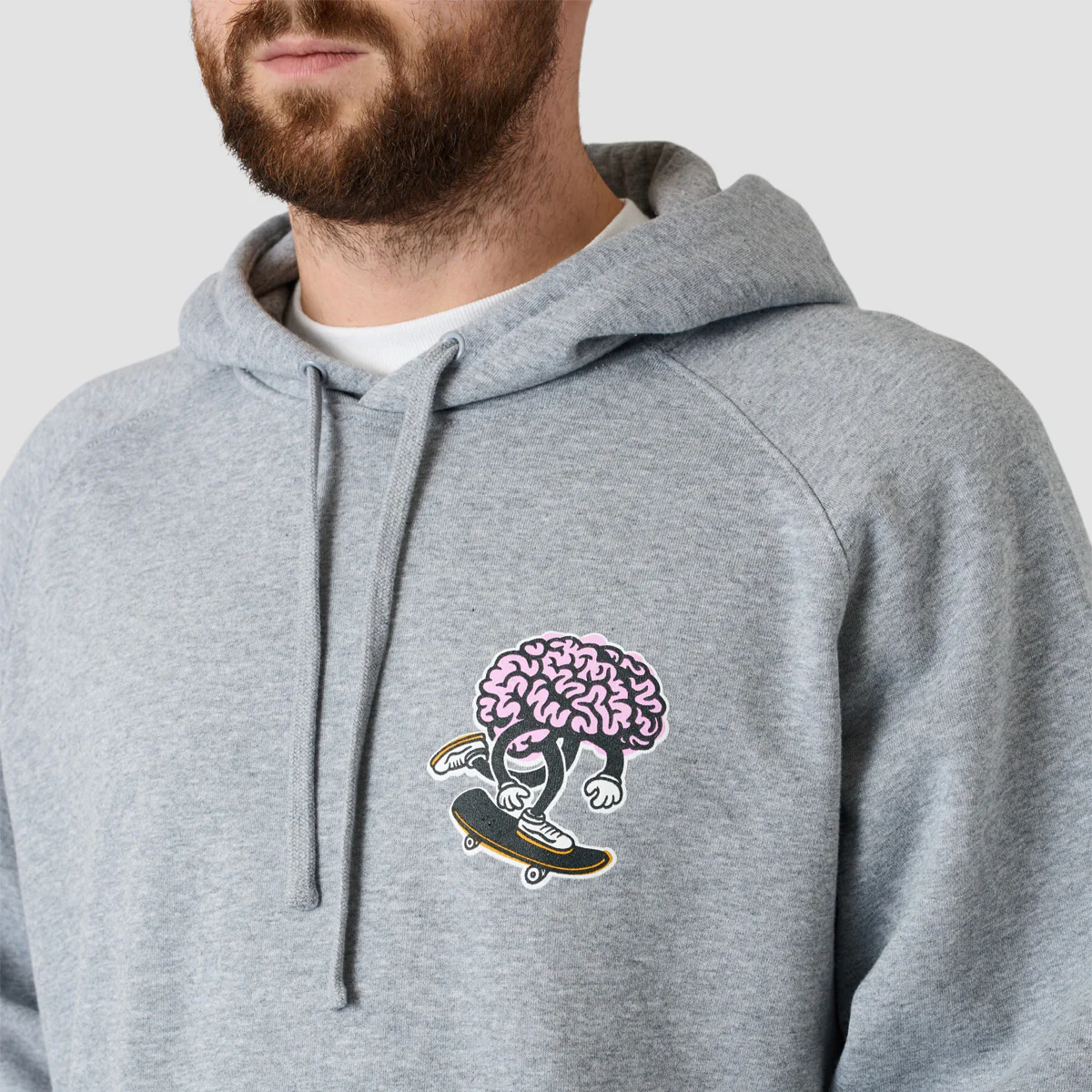 Brain Drain Brain Push Pullover Hoodie Grey - Image 2