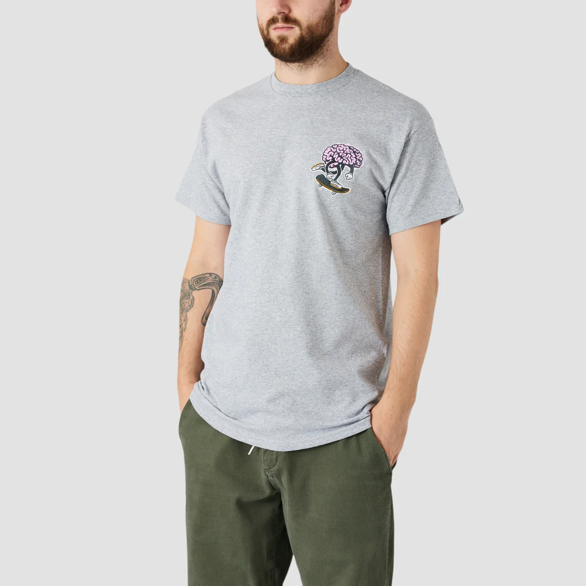 Brain Drain Brain Push T-Shirt Grey - Image 2