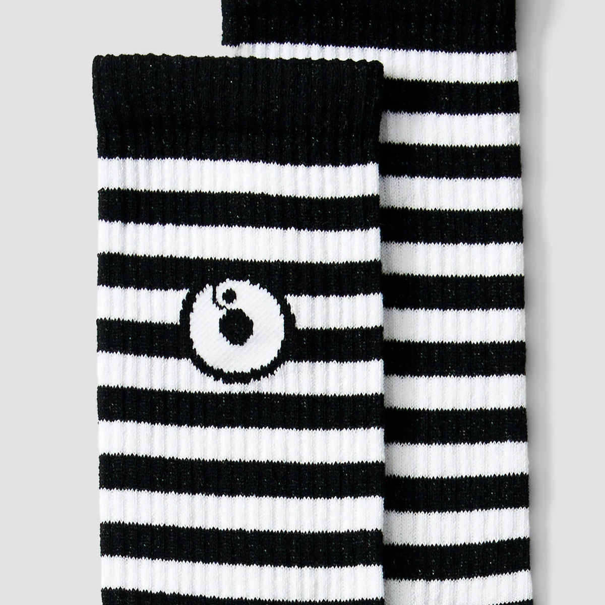 Rollersnakes Logo Crew Socks Black/White Stripes - Image 2