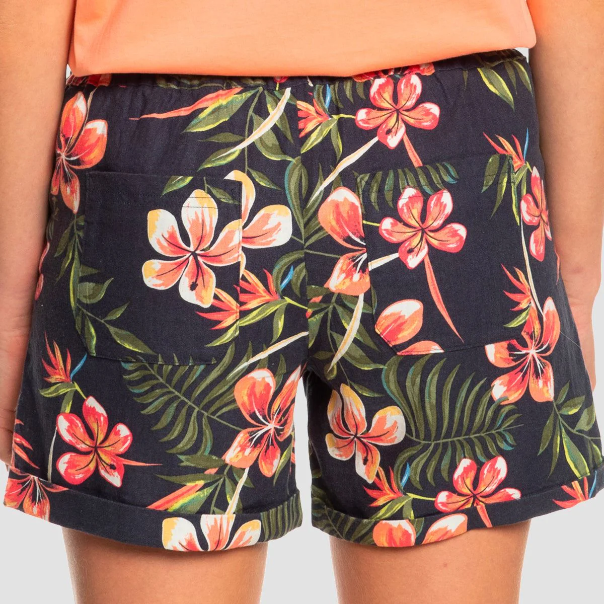 Roxy Another Kiss Printed Linen Shorts Mood Indigo Tropical Depth - Womens - Image 3