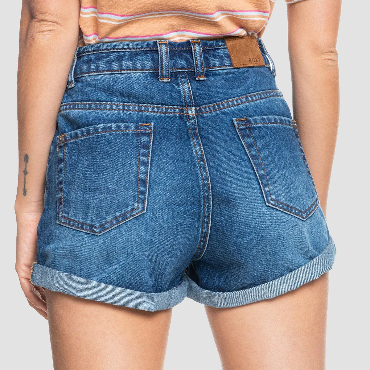 Roxy Authentic Summer High Denim Shorts Vintage Medium Blue - Womens - Image 2