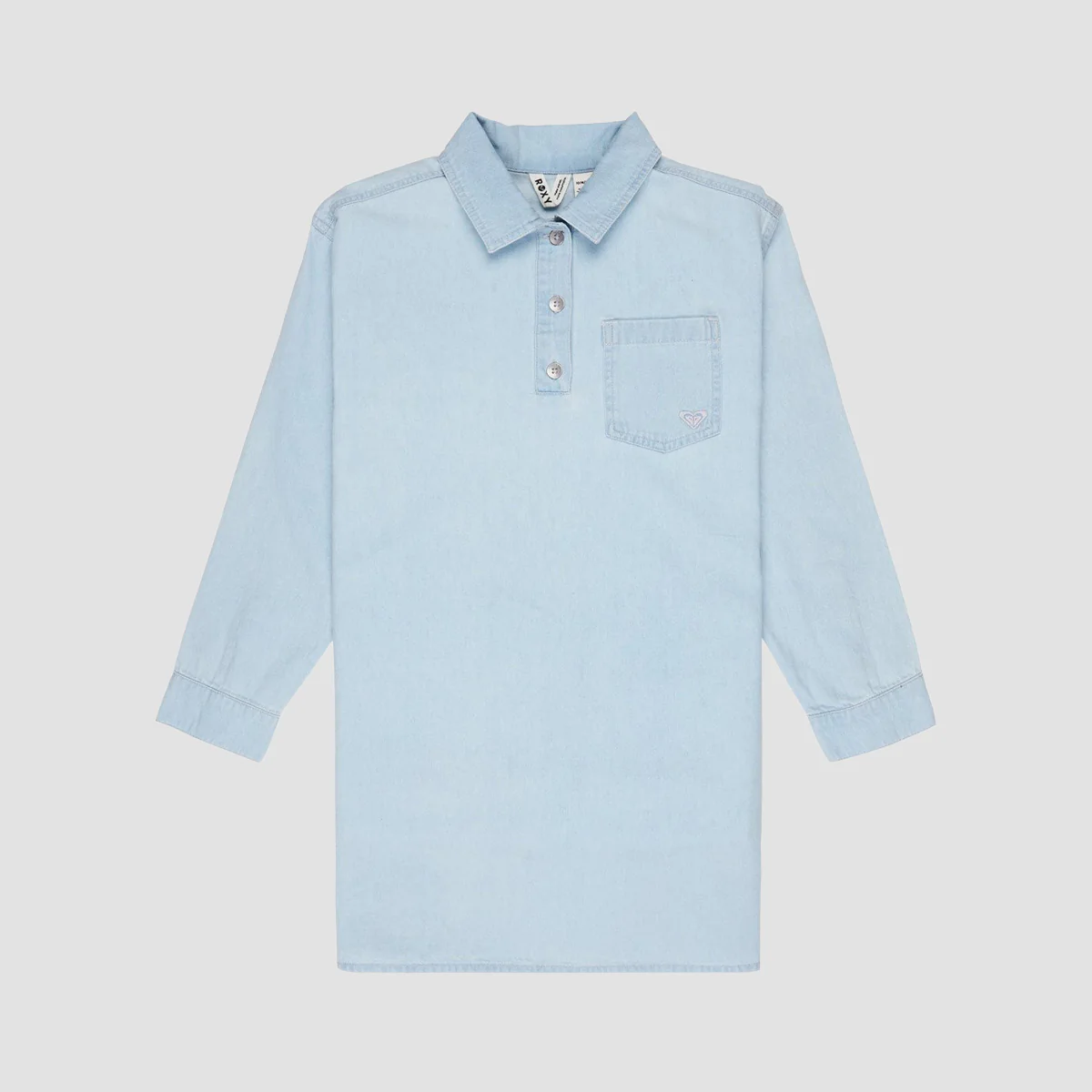 Roxy Beach Breaker Denim Shirt Dress Light Blue - Girls