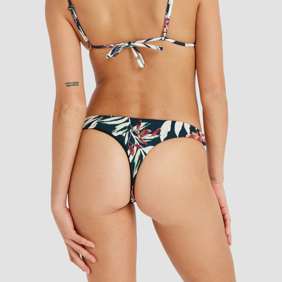 Roxy Beach Classics Tanga Bikini Bottoms Anthracite Wind Swept Floral - Womens - Image 2