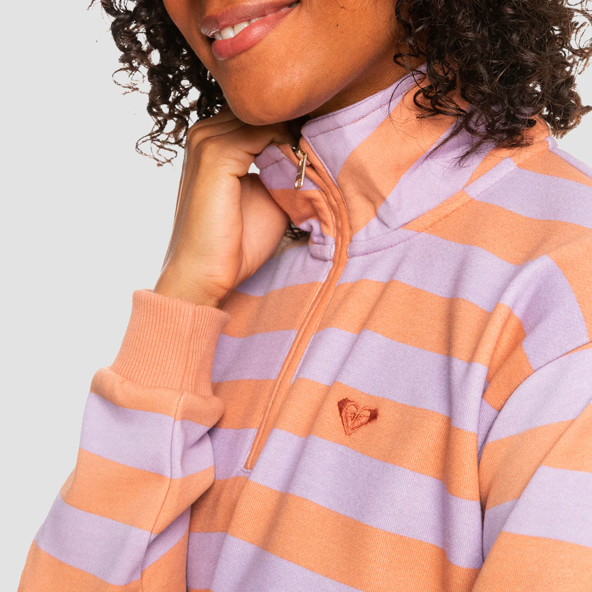 Roxy Carefree Vibe Half Zip Sweatshirt Cork Sunray Stripe Stripe - Womens - Image 3