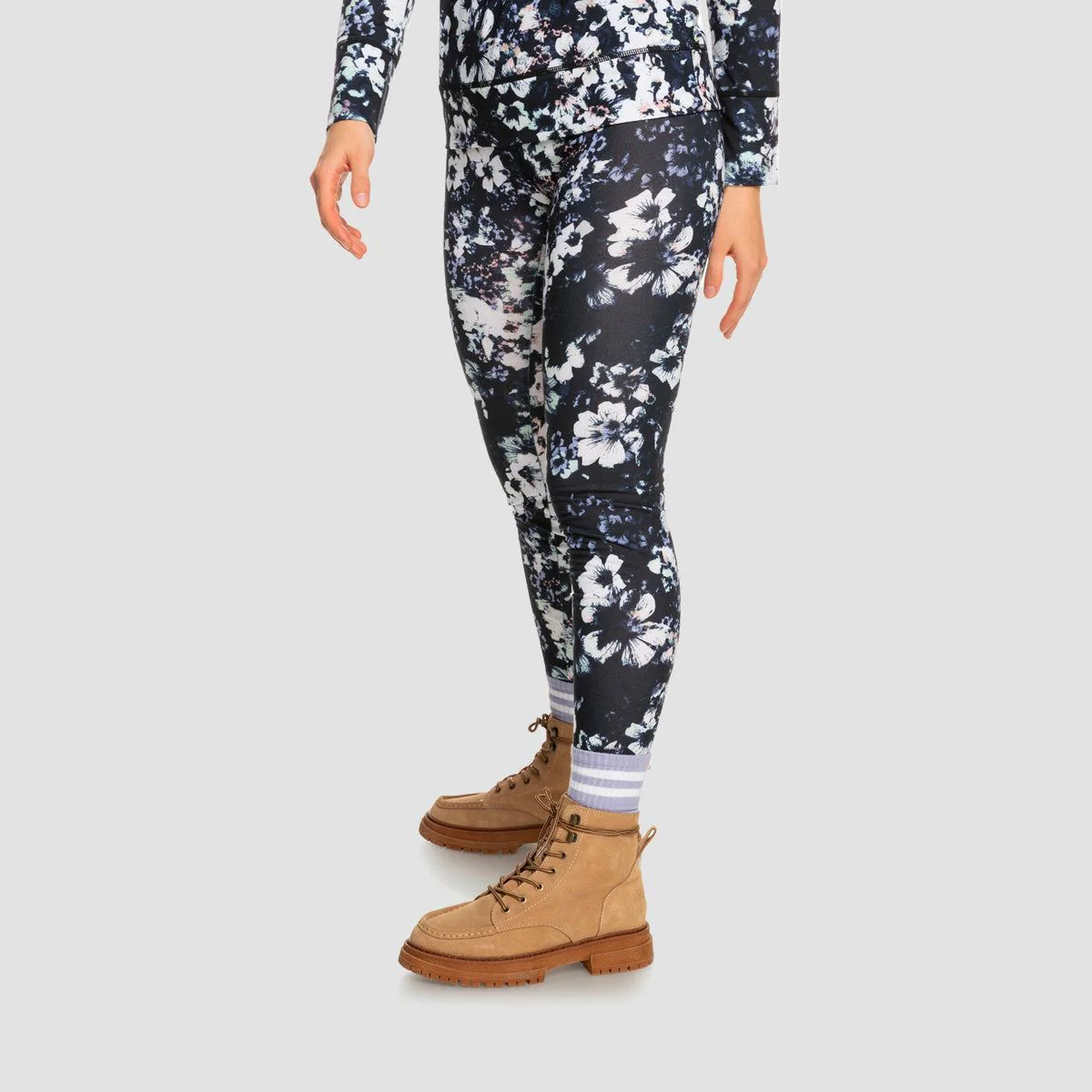 Roxy Daybreak Base Layer Leggings True Black Black Flowers - Womens - Image 2