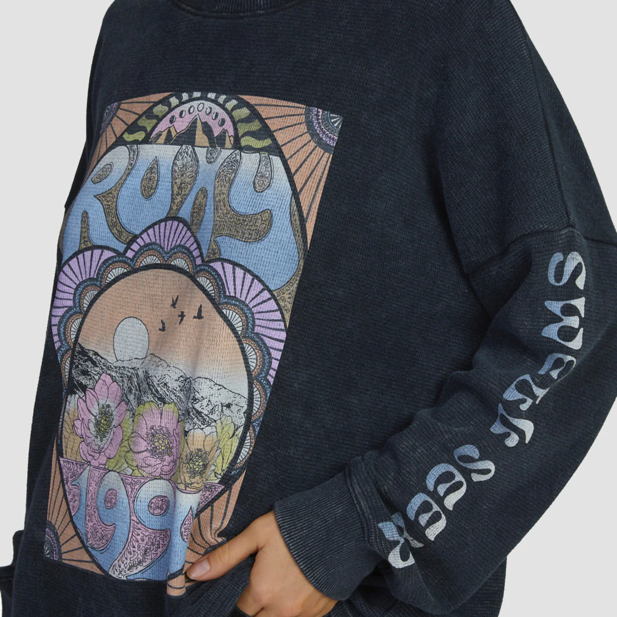 Roxy East Side Midweight Sweatshirt Anthracite - Womens - Image 2