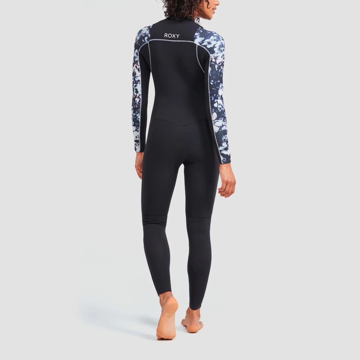 Roxy Elite 4/3mm Chest Zip Wetsuit True Black Black Flowers - Womens - Image 2