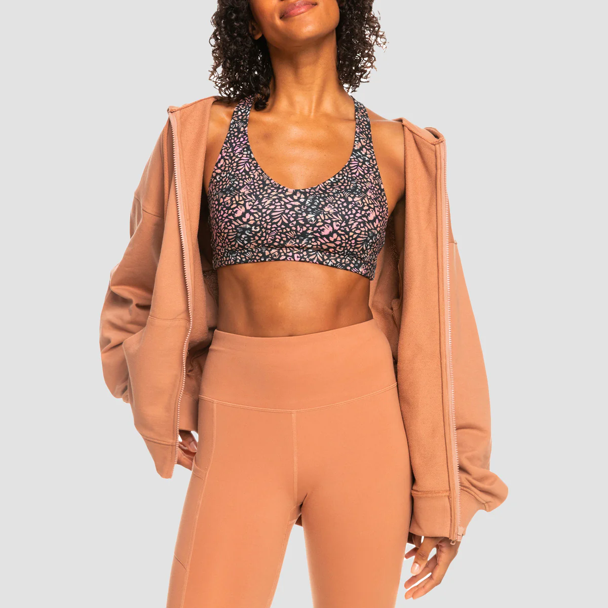 Roxy Essential Energy Zip Hoodie Mocha Mousse - Womens - Image 2