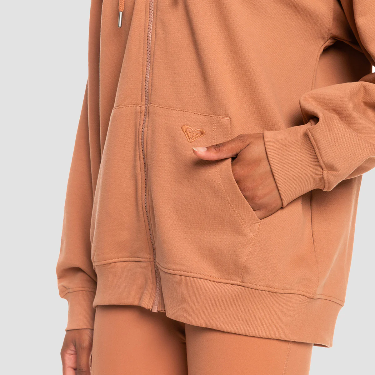 Roxy Essential Energy Zip Hoodie Mocha Mousse - Womens - Image 3