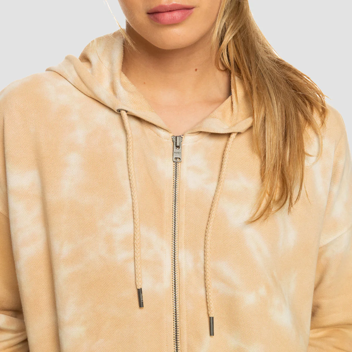 Roxy Fools Gold Tie Dye Zip Hoodie Beige Crystal Wash - Womens - Image 4