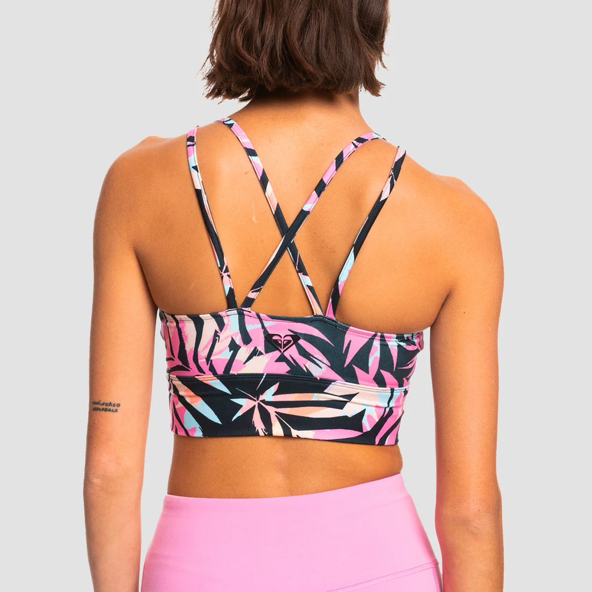 Roxy Heart Into It Elongated Sports Bra Anthracite Zebra Jungle - Womens - Image 2