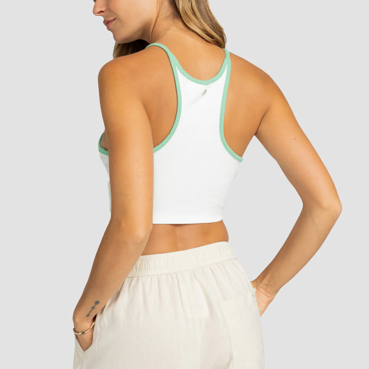 Roxy Honestly Ok Cropped Vest Top Snow White - Womens - Image 2