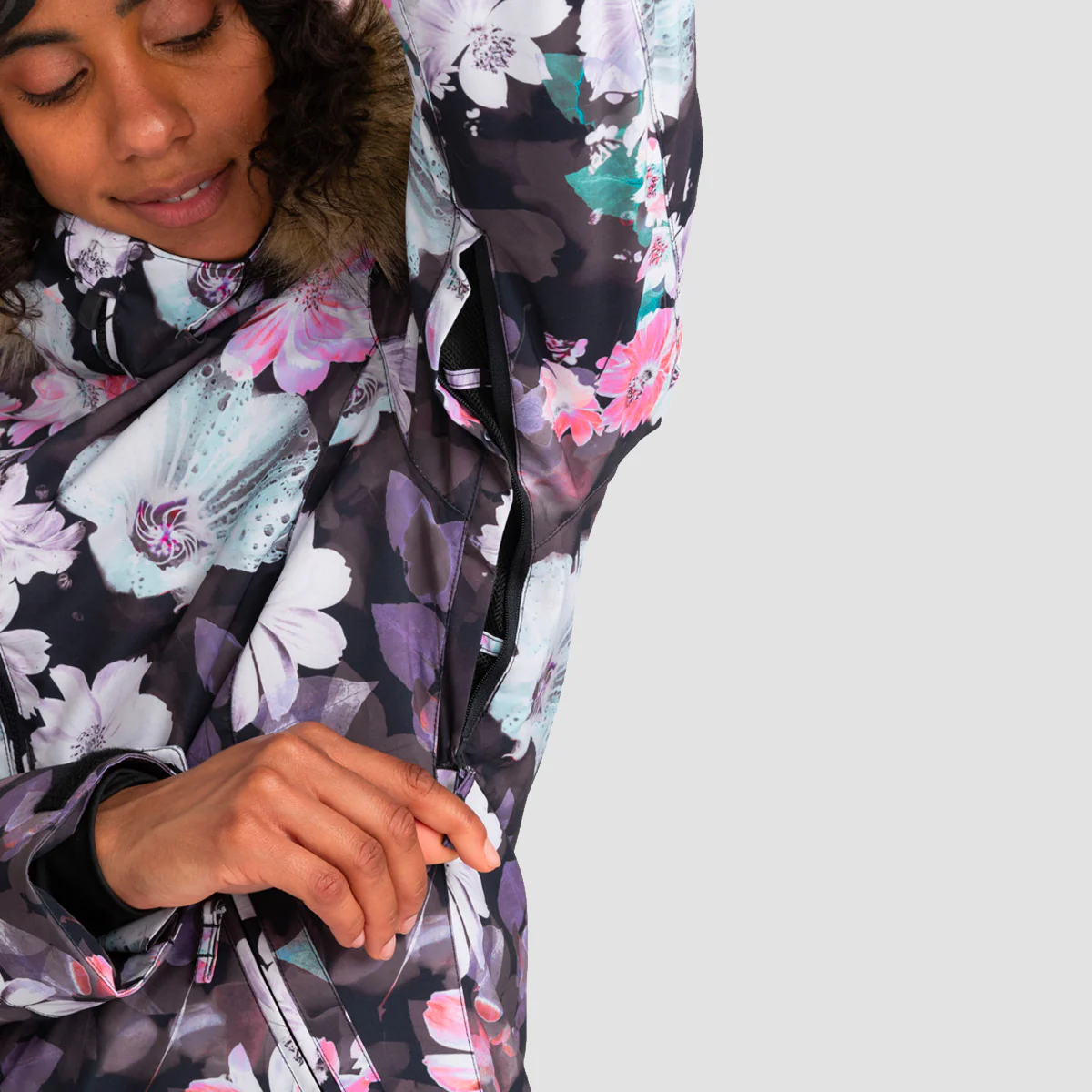 Roxy Jet Ski 10K Snow Jacket True Black Blurry Flower - Womens - Image 4