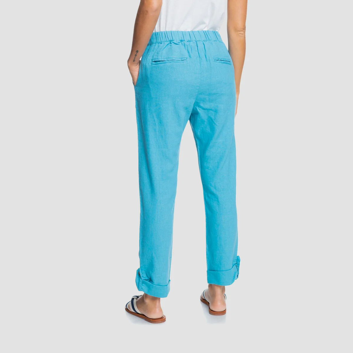 Roxy On The Seashore Linen Trousers Adriatic Blue - Womens - Image 2