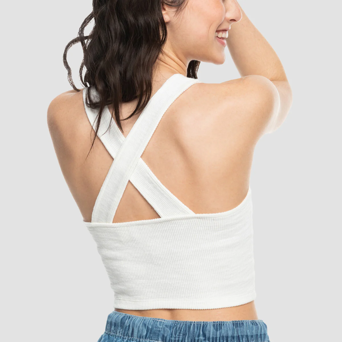 Roxy Please Come Back Cropped Vest Top Snow White - Womens - Image 2
