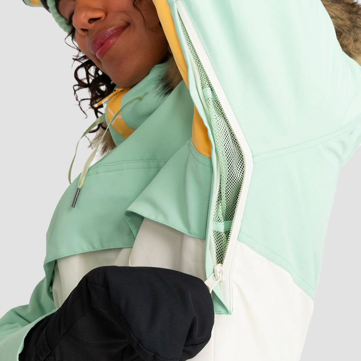 Roxy Shelter 10K Pullover Snow Jacket Cameo Green - Womens - Image 4