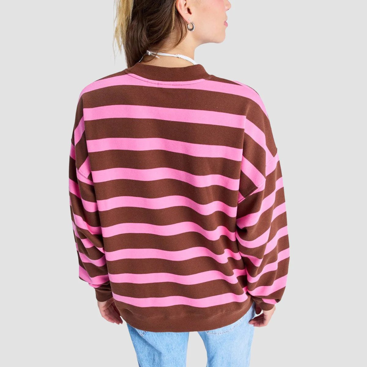 Roxy Strictly Stripes Oversized Sweatshirt Tiramisu Strictly Stripe - Womens - Image 2