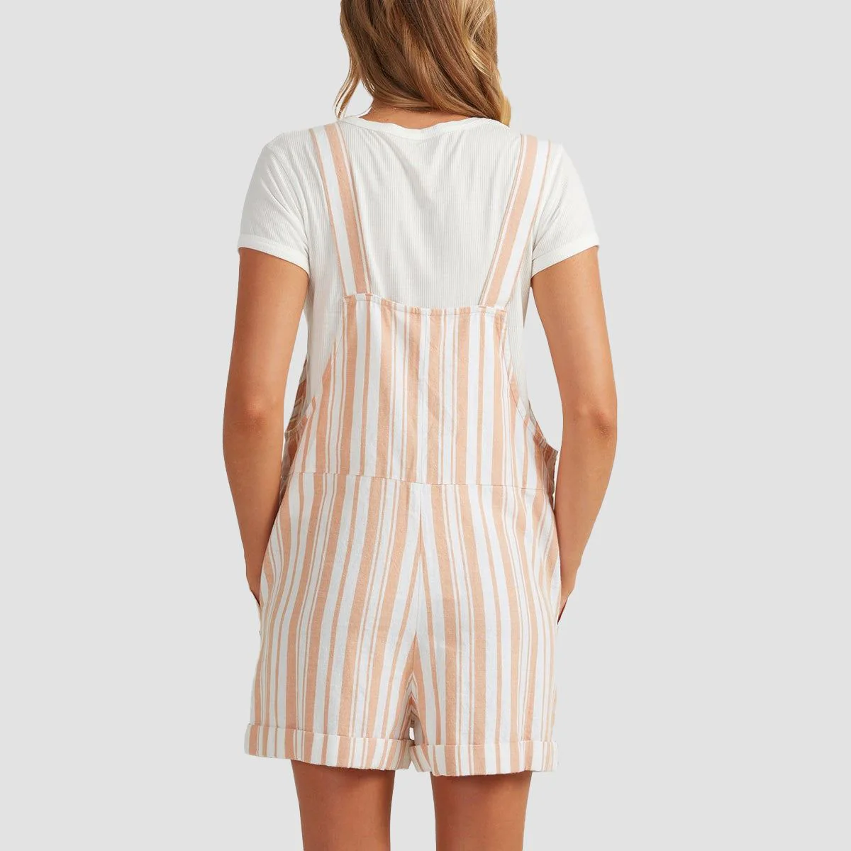 Roxy Sunny Shores Dungaree Shorts Toast Paradise Stripe - Womens - Image 2