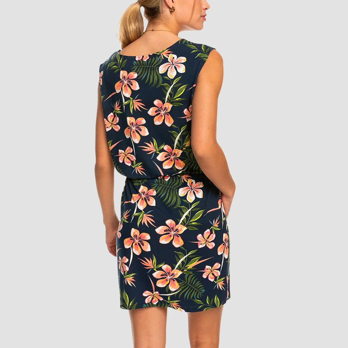 Roxy Surfs Up Printed Jersey Dress Mood Indigo Tropical Depth - Womens - Image 2