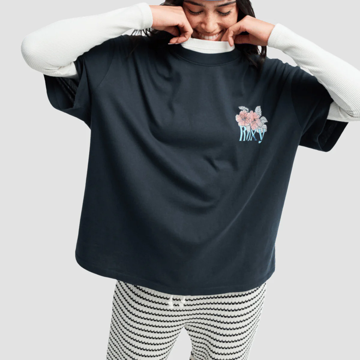 Roxy Talloversize Washed Oversized T-Shirt Anthracite - Womens - Image 2