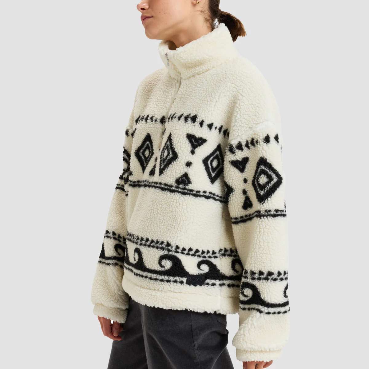 Roxy Treasure Soul Half Zip Polar Fleece Egret - Womens - Image 2