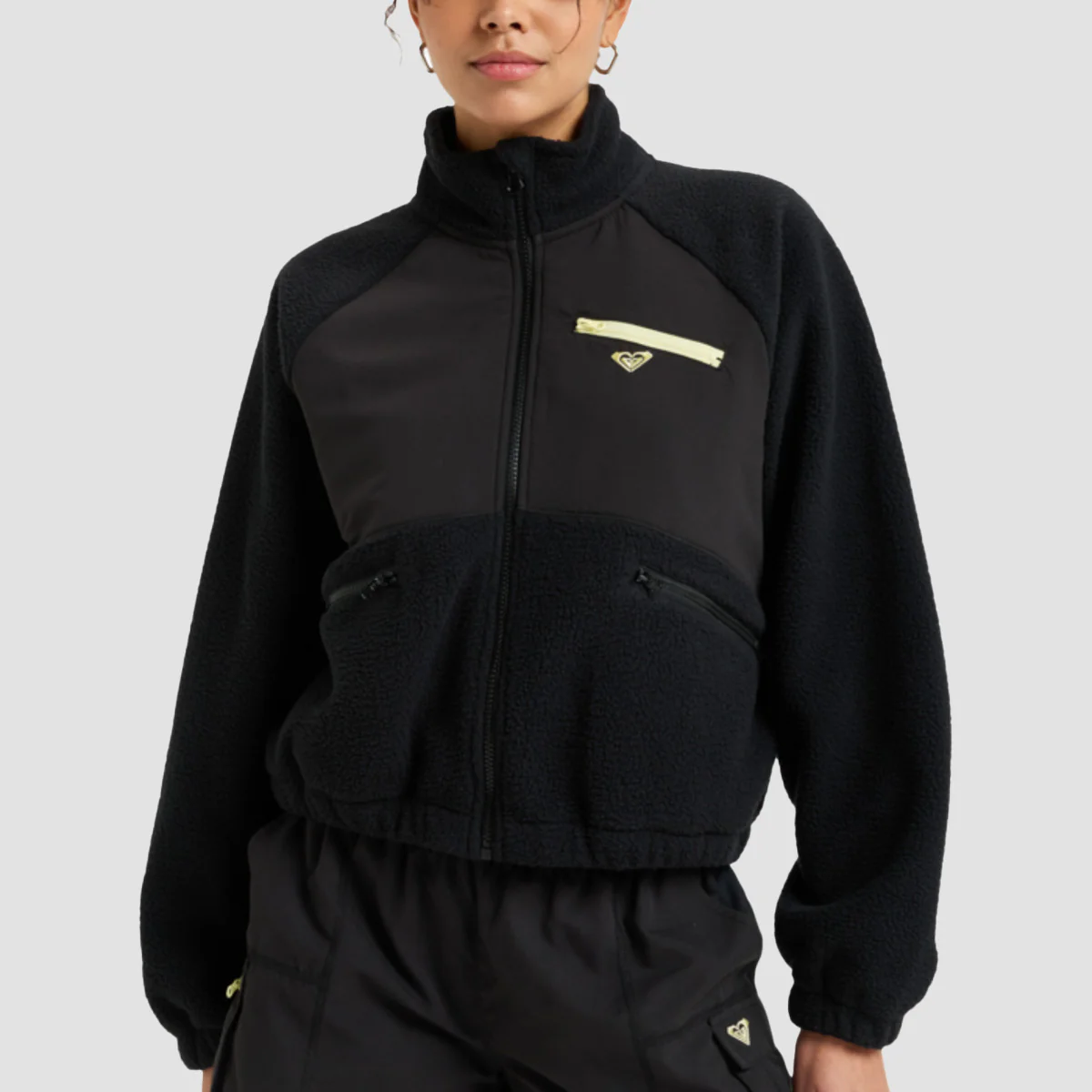 Roxy Waves Of Warmth Explorer Full Zip Fleece Jacket Anthracite - Womens