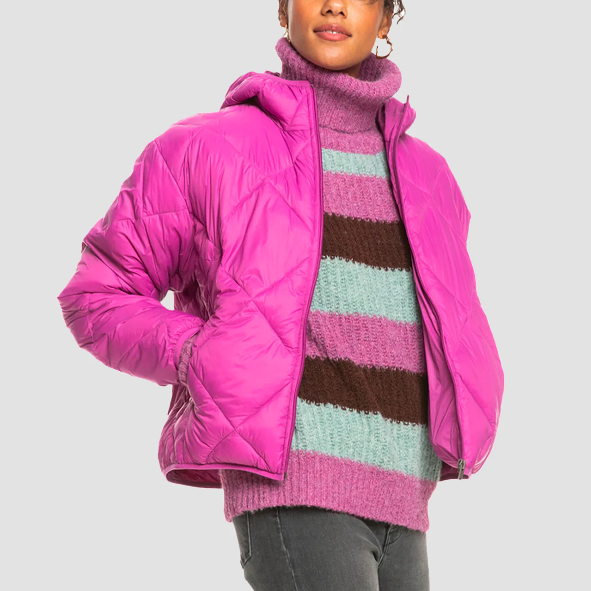 Roxy Wind Swept Packable Padded Jacket Vivid Viola - Womens - Image 3
