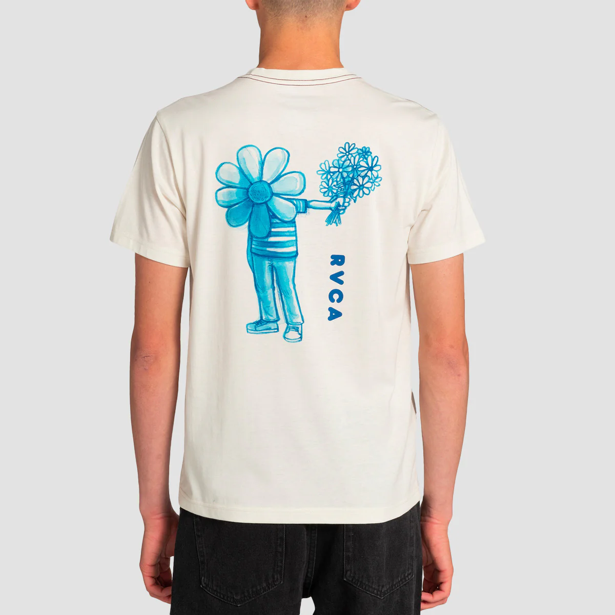 RVCA Andrew Pommier Flower Friend T-Shirt Antique White - Image 2