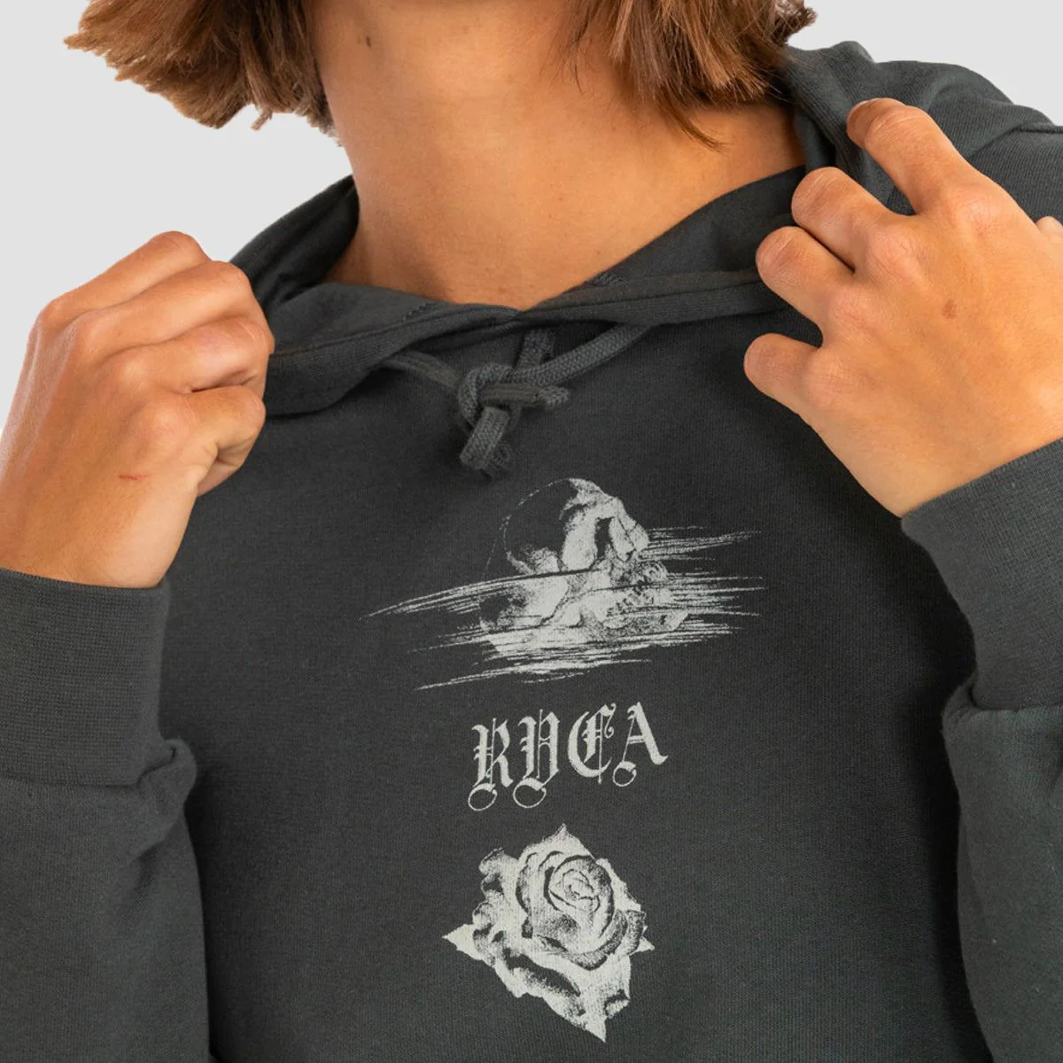 RVCA Benjamin Jean Jean Rose Pullover Hoodie Pirate Black - Womens - Image 2