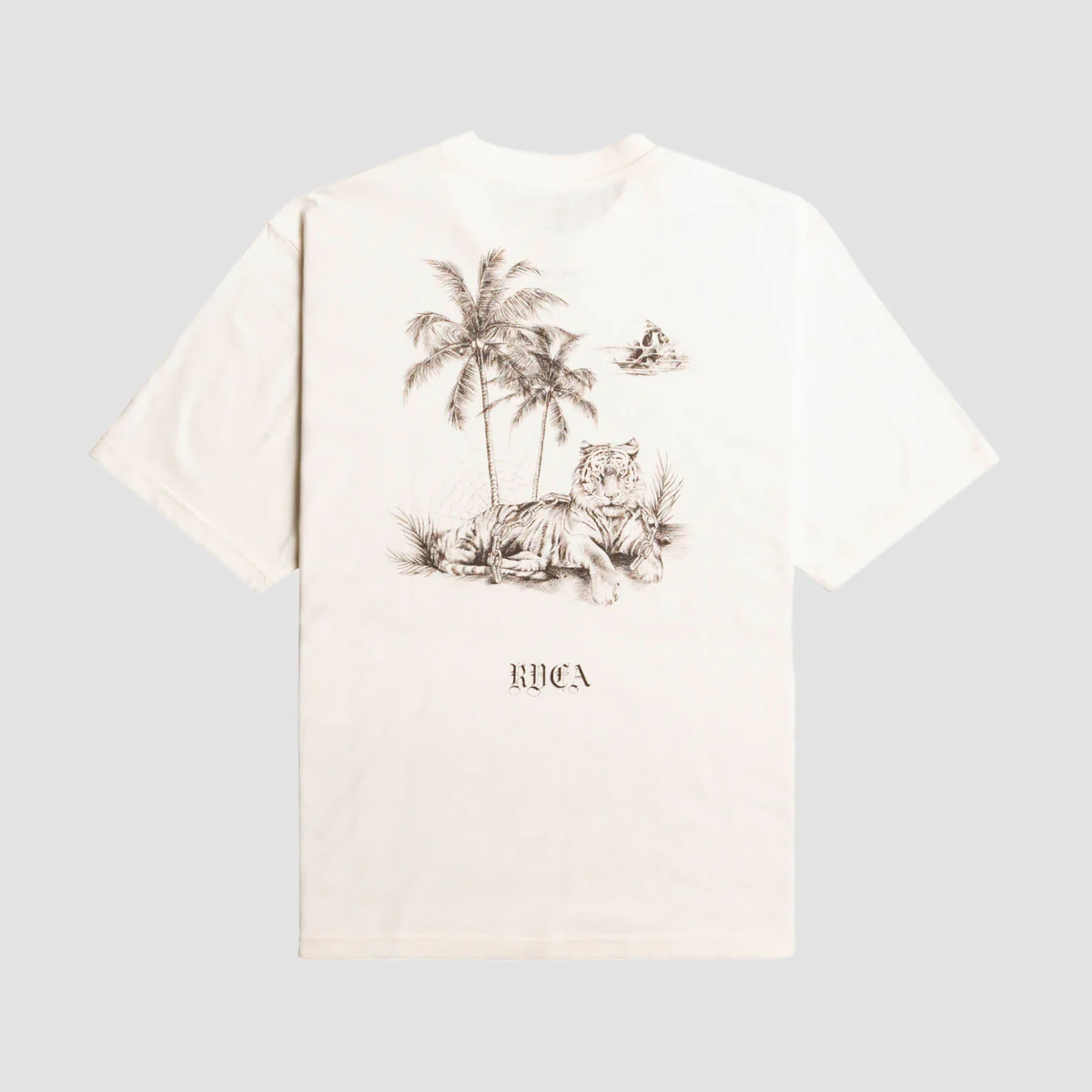 RVCA Benjamin Jean Jean Tiger Beach T-Shirt Vintage White - Womens - Image 2