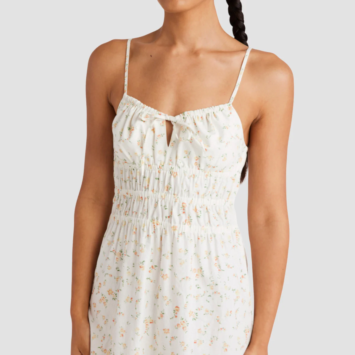 RVCA Blurred Ditsy Gathered Midi Dress Whisper White - Womens - Image 3