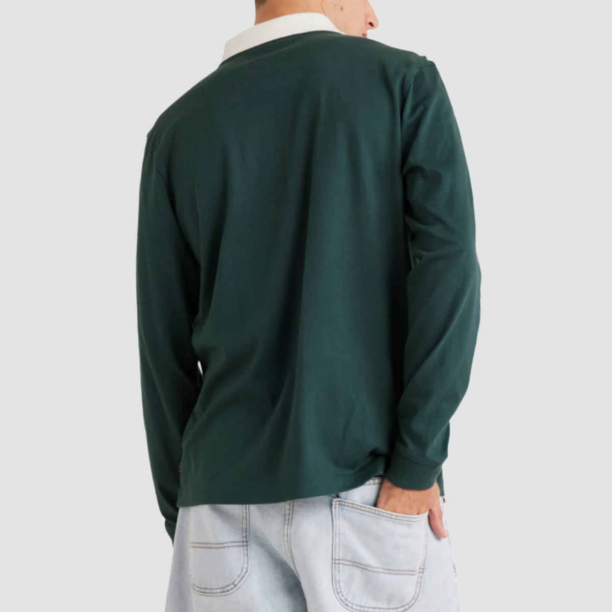 RVCA Collegiate Longsleeve Polo Shirt Hunter Green - Image 2