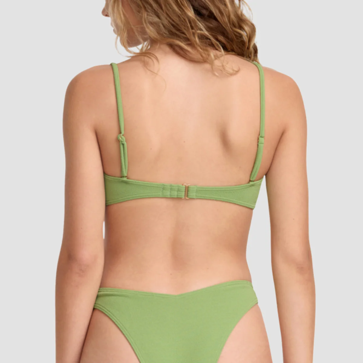 RVCA Costa Crinkle Bandeau Bikini Top Cactus Green - Womens - Image 2
