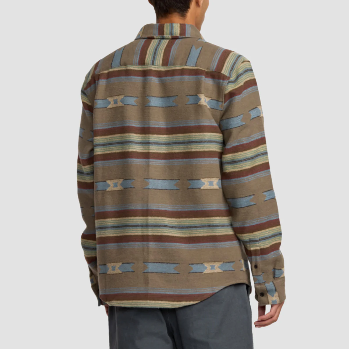 RVCA Dayshift Blanket Longsleeve Shirt Mushroom - Image 2